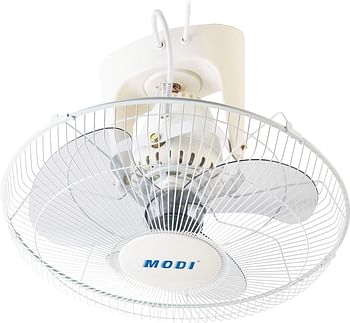 MODI Orbit Fan 16-inch Ceiling Fan White Cooling Fan with 3 Speed Choices 360 Degree Oscillating Fan for Home and Office.