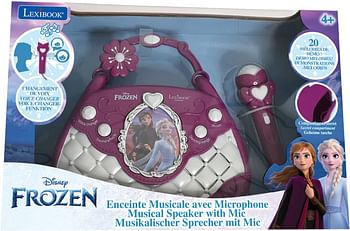 Lexibook Disney Frozen Elsa Musical Speaker with microphone, voice changer, demo songs, MP3 plug, purple/white, K102FZ
