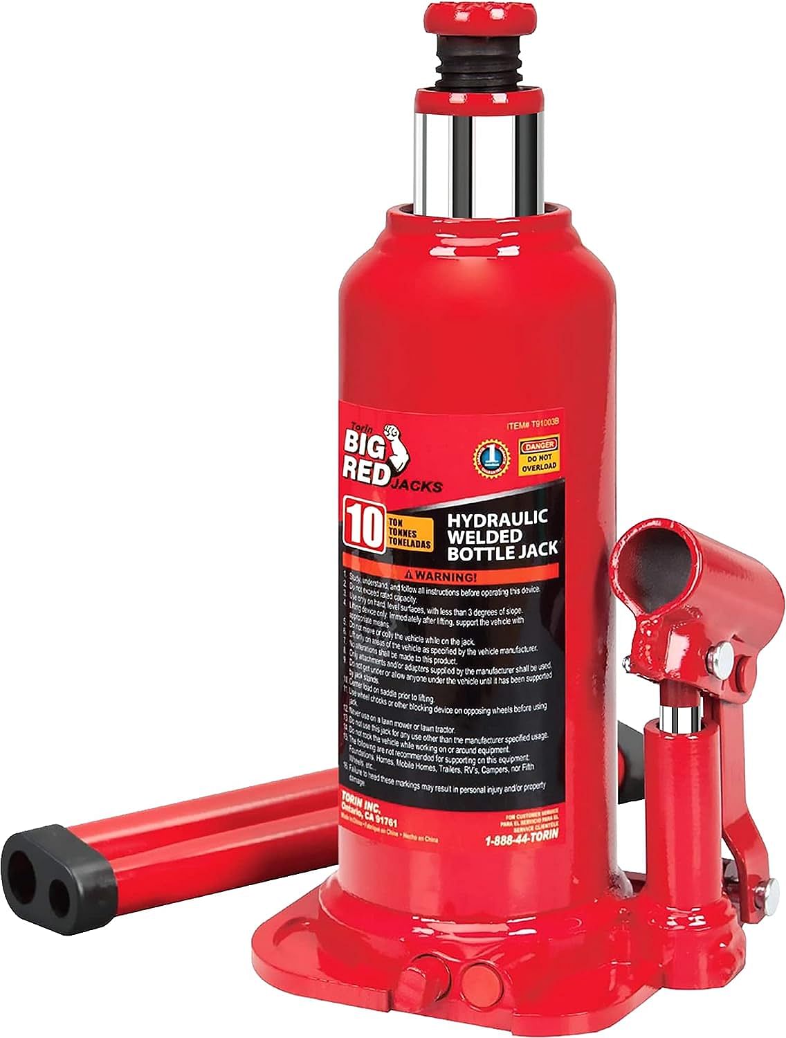 BIG RED T91003B Torin Hydraulic Welded Bottle Jack - 10 Ton -20,000 Lb - Capacity