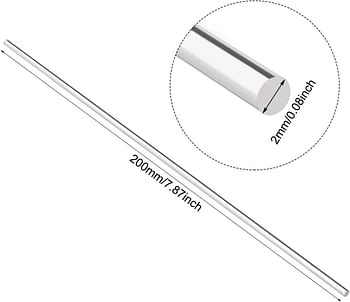 سورينج ماب قضيب دائري من الاكريليك، قطر 2 ملم وطول 8 انش، شفاف، من البلاستيك الصلب PMMA، قضبان وتد اكريليك للحرف اليدوية وتركيبات الاضاءة والحرف اليدوية، 6 قطع