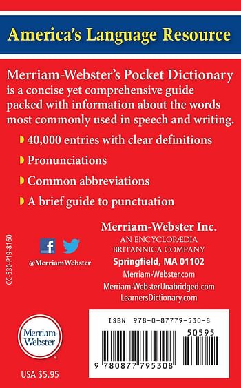 Merriam Webster's Pocket Dictionary Flexibound – 11 November 2015 by Merriam-Webster (Editor)