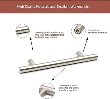 Royal Apex Stainless Steel Kitchen Cabinet Drawer T-Bar Cabinet & Furniture Pull Cabinet Door Handles and Pulls Cabinet Knobs Brushed Nickel. (25 x Hole size 19 CM, Pack of 5)
