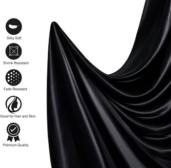 Lanest Housing Silk Satin Sheets, 3-Piece Twin Size Satin Bed Sheet Set with Deep Pockets, Cooling Soft and Hypoallergenic Satin Sheets Twin - Black