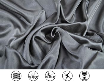 Lanest Housing Silk Satin Sheets, 4-Piece Queen Size Satin Bed Sheet Set with Deep Pockets, Cooling Soft and Hypoallergenic Satin Sheets Queen - Grey