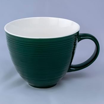 Bone China Shallow 380ml Porcelain Ceramic Cup wide Mug - 10x9cm Dark Green