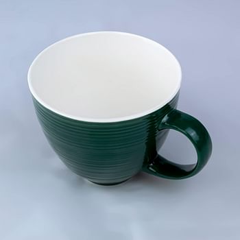 Bone China Shallow 380ml Porcelain Ceramic Cup wide Mug - 10x9cm Dark Green
