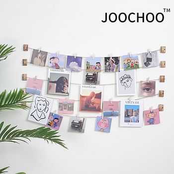 Hanging Photo Display Decorative, Wall Hanging String with 30 Clips, Hang Photo Wall Decor, Wall Hanging Pictures Display for Home, Dormitory and Cafe Decoration (Available to 5 Rows)