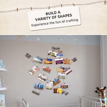 Hanging Photo Display Decorative, Wall Hanging String with 30 Clips, Hang Photo Wall Decor, Wall Hanging Pictures Display for Home, Dormitory and Cafe Decoration (Available to 5 Rows)