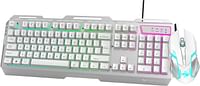 Zebronics Zeb-Transformer Gaming Keyboard and Mouse Combo (USB, Braided Cable) White with Silver