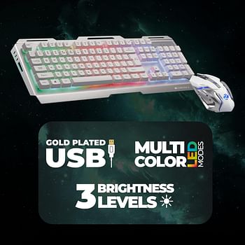 Zebronics Zeb-Transformer Gaming Keyboard and Mouse Combo (USB, Braided Cable) White with Silver