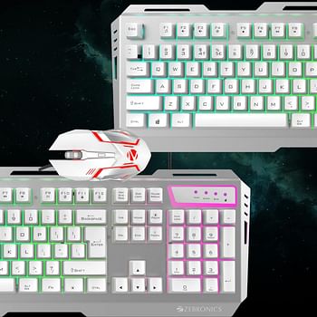 Zebronics Zeb-Transformer Gaming Keyboard and Mouse Combo (USB, Braided Cable) White with Silver