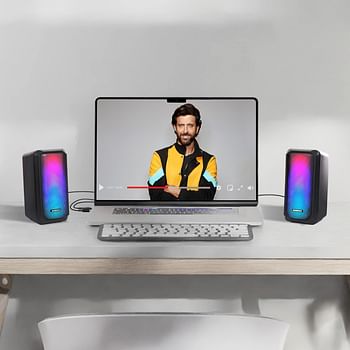 ZEBRONICS Zeb-Fame 1 USB Powered 2.0 Speaker with 10W RMS Output, 7 RGB Modes, LED Control Switch, Volume Control, 3.5mm Input, Compatible for Computers and Laptops Black, Auxiliary