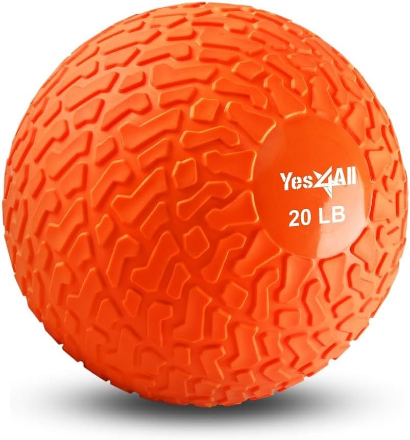 Yes4All Slam Balls (Dynamic Black) 4KG-5KG/10LB, 6KG-7KG/15LB, 8KG-9KG/20LB, 10KG-11KG/25LB, 14KG/30LB, 18KG/40LB, for Strength Power and Crossfit Workout – Slam Medicine Ball