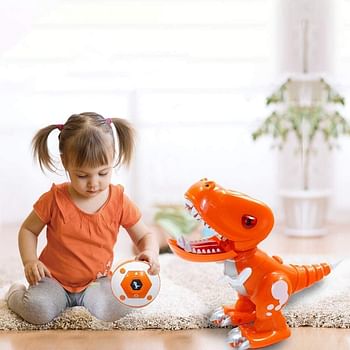 Remote Control Robot Dinosaur Toys, Electronic Dinosaur for Kids, with Gesture Sensors, Glowing Eyes, Walking, Turning, With Sound Affects, Remote Control Dinosaur Toys for Boys and Girls (Green)