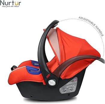 Nurtur Nemo Baby Carrier - Adjustable Canopy and Handle - Extra Protection – 3 -Point Safety Harness - Suitable from 0 months to 12 months, Upto 13kg, Orange (Official Nurtur Product)