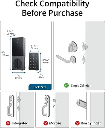 eufy Security Retrofit Smart Lock E110+Wireless Keypad, Keyless Entry Door Lock Replacement, Built-in Wi-Fi, Remote Control, in-App History and Scheduled Access, Fits Your Existing Deadbolt, IP65