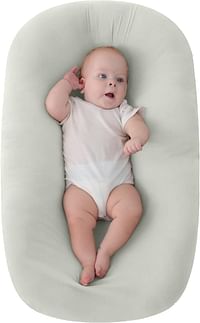موون مقعد ارضي للاطفال حديثي الولادة من اسنشيالز مصنوع من نسيج قطني مريح للغاية وسهل الحمل والتعديل، مناسب لعمر 9 اشهر فما فوق - اخضر
