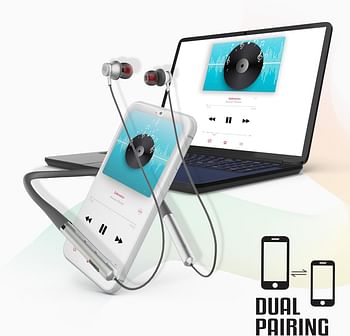 ZEBRONICS Zeb-Yoga 90 Pro Wireless Bluetooth in Ear Neckband Earphone with Rapid Charge,Dual Pairing,Magnetic earpiece,Splash Proof,Type C Charging with Mic (Grey)