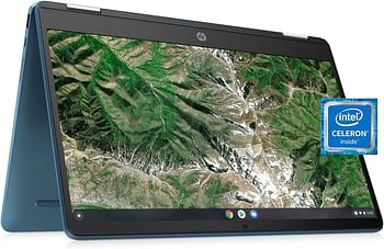 HP Laptop X360 14a Chromebook 14" HD Touchscreen, Entertaining from Any Angle Intel Celeron, 4GB DDR4 64GB eMMC WiFi Webcam Stereo Speaker