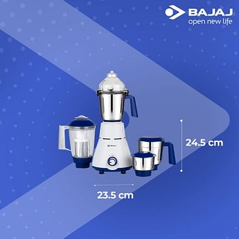 Bajaj Rex 750W Mixer Grinder, White/Blue