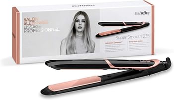 BaByliss Bronze Shimmer Hair Straightener Fast Heat-up With Tourmaline-ceramic Coated Plates 6 Digital Heat Settings 140°C - 235°C Ionic Frizz Control & Auto Shut Off - ST391SDE - Black