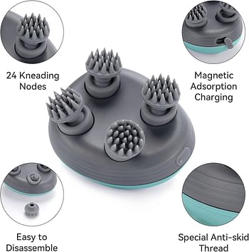 Tcraych Electric Head Scalp Massager for Hair Growth Stress Relax, with 4 Massage Heads & 3 Speeds Dog Head Massager & Cat Face Massager for Indoor Cats, Cordless & Waterproof