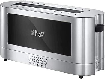 Russell Hobbs 1420W Extra Long Slot Slice Toaster with Toast Technology, Automatic, Compact Elegance, 7 Browning Settings with Defrost/Reheat/Cancel Function, Stainless Steel – 23380