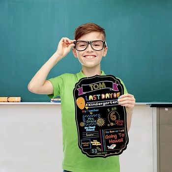 First & Last Day of School Board, 14.2 x 8.7Inch Double Sided First Day of Back to School Board Sign, Reusable My 1st Day of School Chalkboard Sign Back to School Photo Prop Sign for Kids Boys Girls