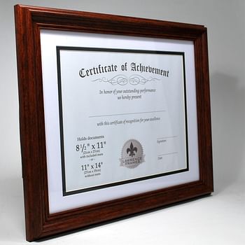 Lawrence Frames Dual Use 11 By 14-Inch Certificate Picture Frame With Double Bevel Cut Matting For 8.5 By 11-Inch Document, Walnut