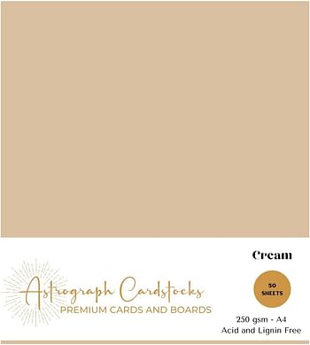 Astrograph Color Cardstock, Thick Paper A4 (8 1/2 x 11"), Heavy Weight, Color Paper, 90lbs / 250 gsm, Cream Cardstock, (Pack of 50 Sheets) - Cream