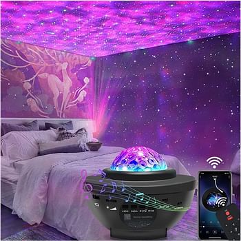 SKY-TOUCH Galaxy Star Projector 3 in 1 Night Light, 10 Color Bluetooth Night Lamp with Timer Remote and Chargeable, Bedroom Living Room Decor Kids Night Light