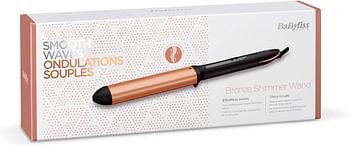 BaByliss Bronze Shimmer Wand Curling Iron With Heat Glove | C456SDE  - Black