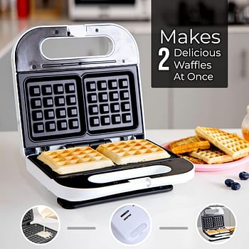 Geepas Waffle Maker, 2 Slice Electric Waffle Maker, GWM676N | Non-Stick Waffle Maker with Adjustable Temperature Control | Overheat Protection & Safety Lock