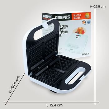 Geepas Waffle Maker, 2 Slice Electric Waffle Maker, GWM676N | Non-Stick Waffle Maker with Adjustable Temperature Control | Overheat Protection & Safety Lock