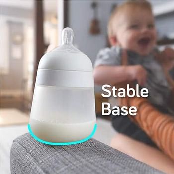 Nanobébé Flexy Silicone Baby Bottle, Anti-Colic, Natural Feel, Non-Collapsing Nipple, Non-Tip Stable Base, Easy to Clean, 3-Pack, Gray