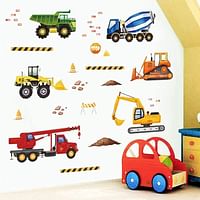 bpa Construction Wall Decals Trucks Vehicles Wall Stickers Kids Bedroom Boys Room Playroom Wall Decor