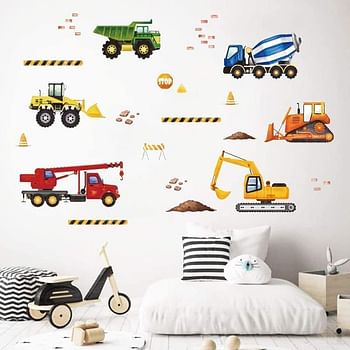 bpa Construction Wall Decals Trucks Vehicles Wall Stickers Kids Bedroom Boys Room Playroom Wall Decor