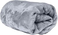 هوتيل لينين بطانية فلانيل مزدوجة من الصوف الدقيق من كلوب - 260 غرام لكل متر مربع، بطانية قطيفة فائقة ومريحة، المقاس: 200 × 220 سم، رمادي