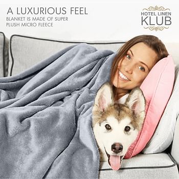 Hotel Linen Klub Double Micro Fleece Flannel Blanket - 260 GSM, Super Plush and Comfy Throw Blanket, Size : 200 x 220cm, Grey