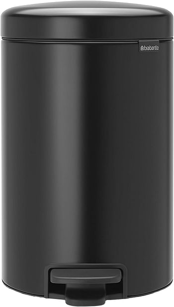 Brabantia Pedal Bin Newicon With Plastic Inner Bucket, Matt Black - 5 L