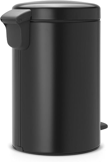 Brabantia Pedal Bin Newicon With Plastic Inner Bucket, Matt Black - 5 L