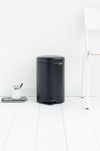 Brabantia Pedal Bin Newicon With Plastic Inner Bucket, Matt Black - 5 L