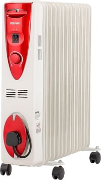 Geepas 13 Fins Oil Filled Radiator Heater, 2500W, GRH28502 | 3 Heat Settings | Adjustable Thermostat | Overheat Protection | Portable Heater | Cord Storage