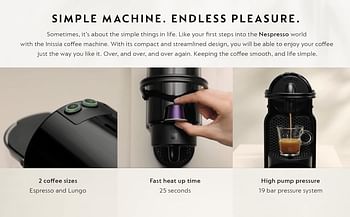 ماكينة صنع القهوة نسبريسو إنيسيا D40 باللون الأسود/كلاسيكية/أسود/0.7 لتر