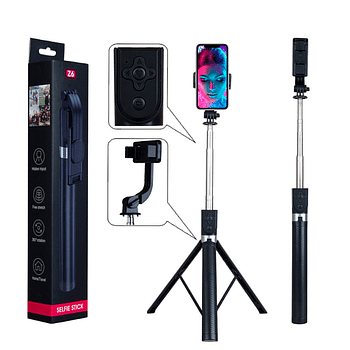 Selfie Monopod Bluetooth + Tripod (Tripod) Z6 (length / height 170 cm) with remote control - Black