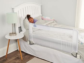 Regalo Drop Down Bed Rail Guard, with Reinforced Anchor Safety System/White/43 x 2 x 20 Inch