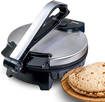 Geepas 1200W Mexican Style Tortilla Press - Roti/Chapati Maker |Ideal for Making Homemade Tortillas Tacos Flatbreads Chapati Roti - Non-stick Coating, Lightweight & Compact Design
