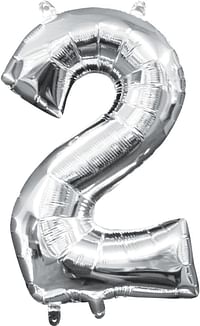 RGLT 2 SILVER Number Balloons 32inch Helium Birthday Balloons Foil Mylar Digital Balloons for Birthday Engagement Wedding Bridal Shower Anniversary, 2S