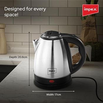 Impex STEAMER 1501 1.5 Liter Stainless steel Electric Kettle 1500 Watts Silver