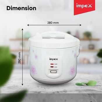 Impex RC 2803 700W 1.8 Liter Automatic Electric Rice Cooker with Aluminum Inner pot Safety Protection heating Coil White